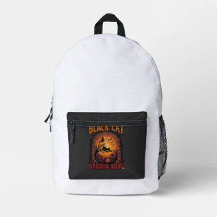 Schwarze Katze Spezielle Liebe Halloween Mond Hexe Bedruckter Rucksack