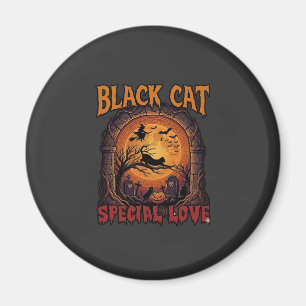 Schwarze Katze Spezielle Liebe Halloween Mond Hexe Magnet