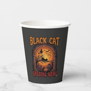Schwarze Katze Spezielle Liebe Halloween Mond Hexe Pappbecher