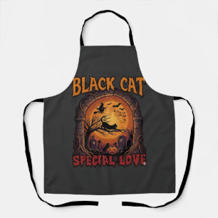 Schwarze Katze Spezielle Liebe Halloween Mond Hexe Schürze