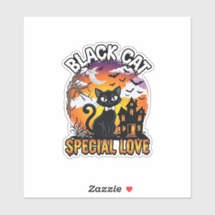 Schwarze Katze Spezielle Liebe Halloween Spukhaus  Aufkleber