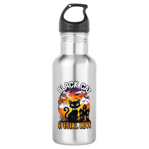 Schwarze Katze Spezielle Liebe Halloween Spukhaus Edelstahlflasche