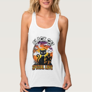 Schwarze Katze Spezielle Liebe Halloween Spukhaus  Tank Top