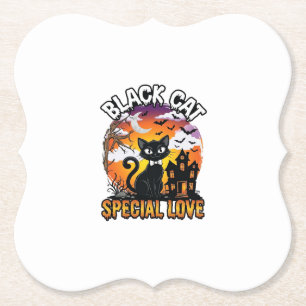 Schwarze Katze Spezielle Liebe Halloween Spukhaus Untersetzer