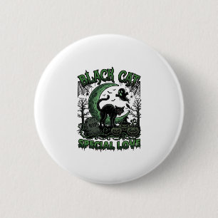 Schwarze Katze Spezielle Liebe Haloween Halbmond G Button