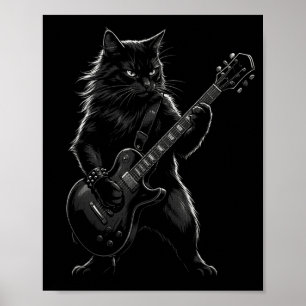 Schwarze Katze spielt elektrische Gitarre Gothic R Poster