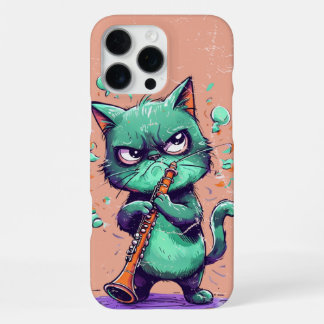 Schwarze Katze spielt Klarinette Süße Klarinettist iPhone 16 Pro Max Hülle