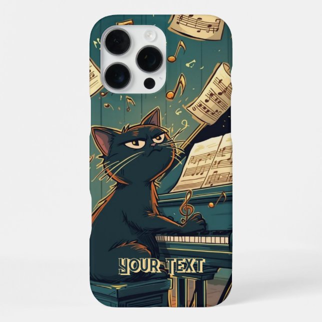 Schwarze Katze spielt Klavier Cool Pianist Geschen iPhone Hülle (Rückseite)