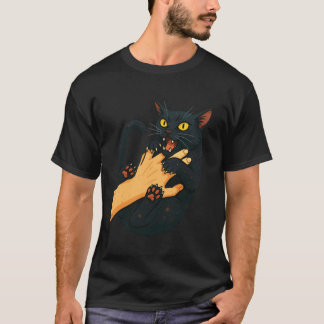 Schwarze Katze spielt süße Katzenliebhaberin Fellt T-Shirt