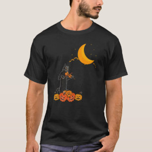 Schwarze Katze spielt Violine in der Halloween-Nac T-Shirt