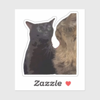 Schwarze Katze starrt ins Leere Aufkleber