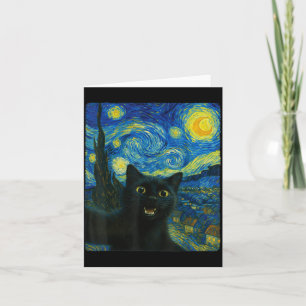 Schwarze Katze Sternennacht Van Gogh Katze Selfie Karte