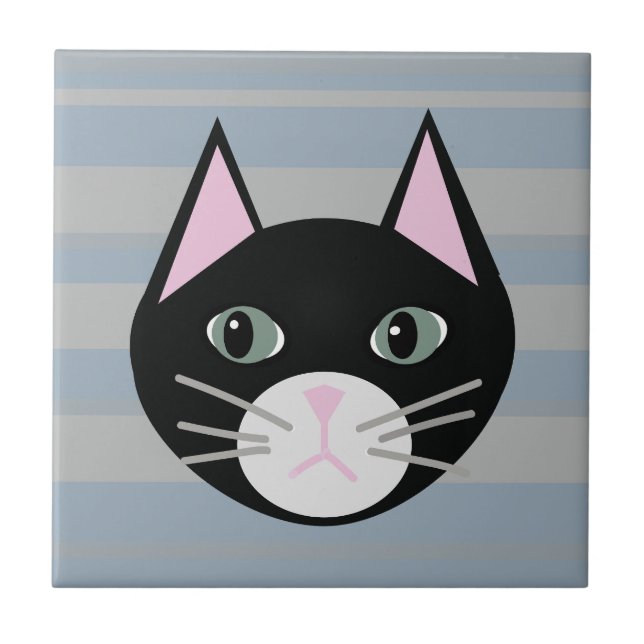 Schwarze Katze, Streifen Fliese (Vorderseite)