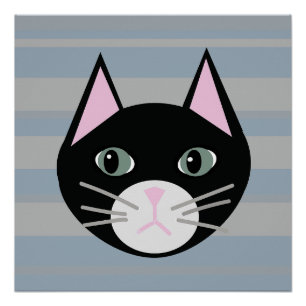 Schwarze Katze, Streifen Poster