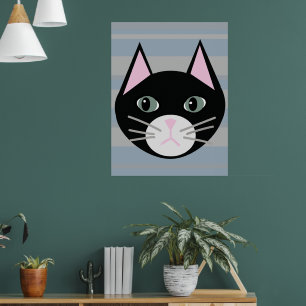 Schwarze Katze, Streifen Poster