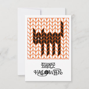 SCHWARZE KATZE STRICKT 3x5 Flache Halloween-Karte Karte