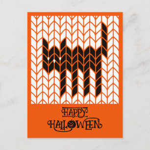 SCHWARZE KATZE STRICKT Halloween-Postkarte II Feiertagspostkarte