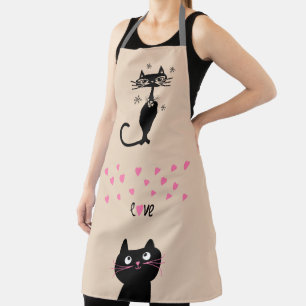 SCHWARZE KATZE SÜSSE KÜCHE LIEBE SCHÜRZE