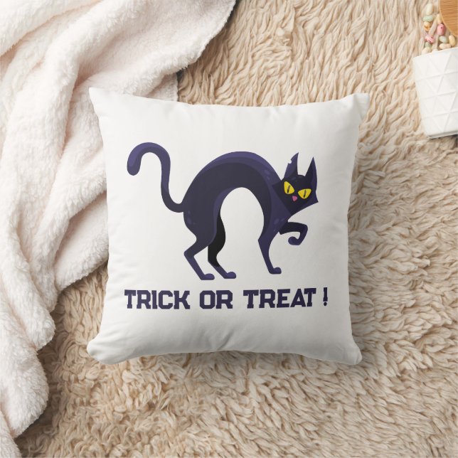 Schwarze Katze Süßes oder Saures Halloween Kissen (Decke)