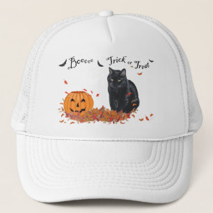 Schwarze Katze Süßes oder Saures Halloween Truckerkappe