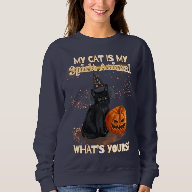 Schwarze Katze Sweatshirt (Vorderseite)