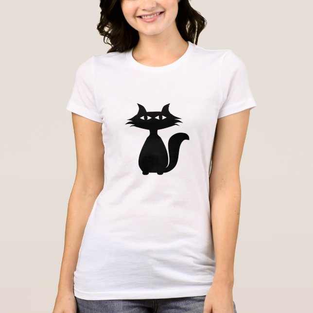 Schwarze Katze T-Shirt (Vorderseite)
