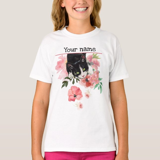 Schwarze Katze T - Shirt (Vorderseite)