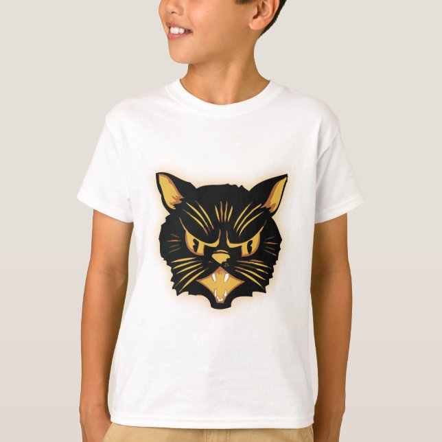 Schwarze Katze T-Shirt (Vorderseite)