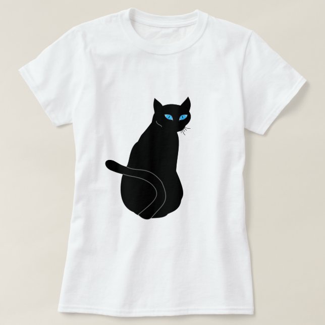 Schwarze Katze T-Shirt (Design vorne)