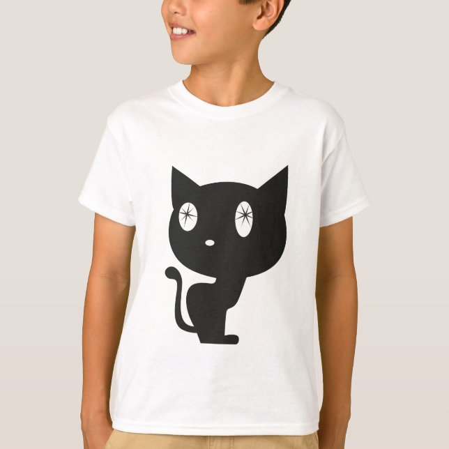 Schwarze Katze T-Shirt (Vorderseite)