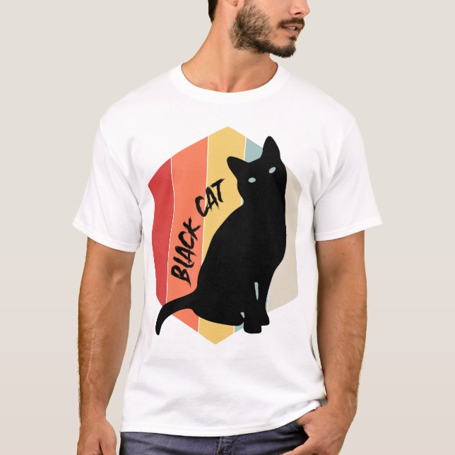 Schwarze Katze T-Shirt (Vorderseite)