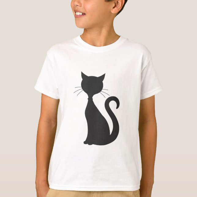 Schwarze Katze T-Shirt (Vorderseite)