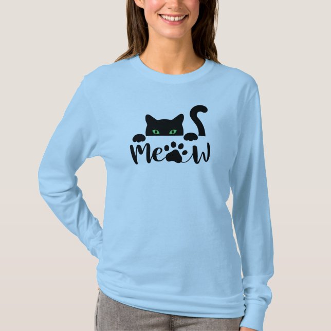 Schwarze Katze T-Shirt (Vorderseite)
