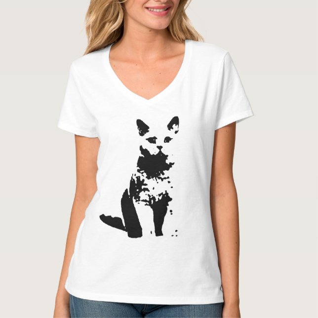 schwarze Katze T-Shirt (Vorderseite)
