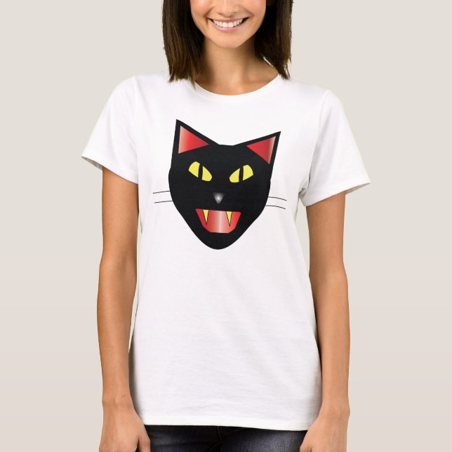 Schwarze Katze T-Shirt (Vorderseite)