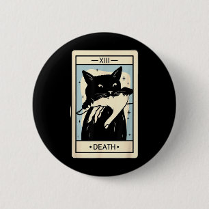 Schwarze Katze Tarot Tod Halloween Hexenkatze Lieb Button