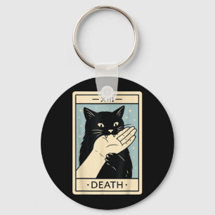Schwarze Katze Tarotkarte Shirt Lustige Hexen Hall Schlüsselanhänger