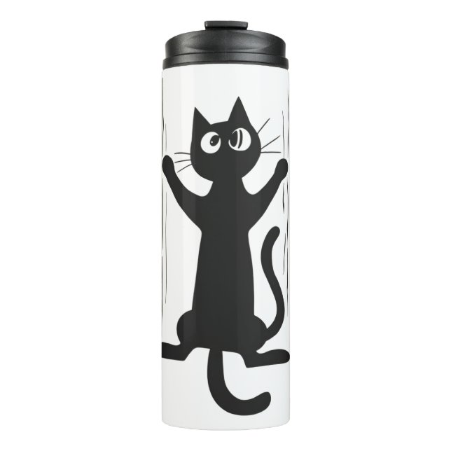 Schwarze Katze Thermosbecher (Vorderseite)