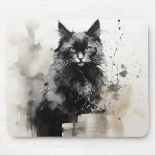 Schwarze Katze Tierart Tinte Mousepad