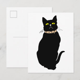 Schwarze Katze, Tierillustration Postkarte