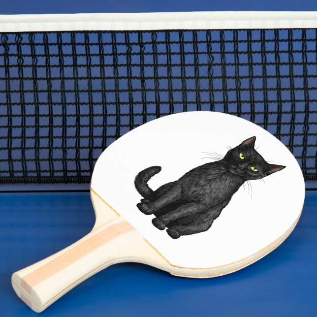 Schwarze Katze Tischtennis Schläger (InSitu)