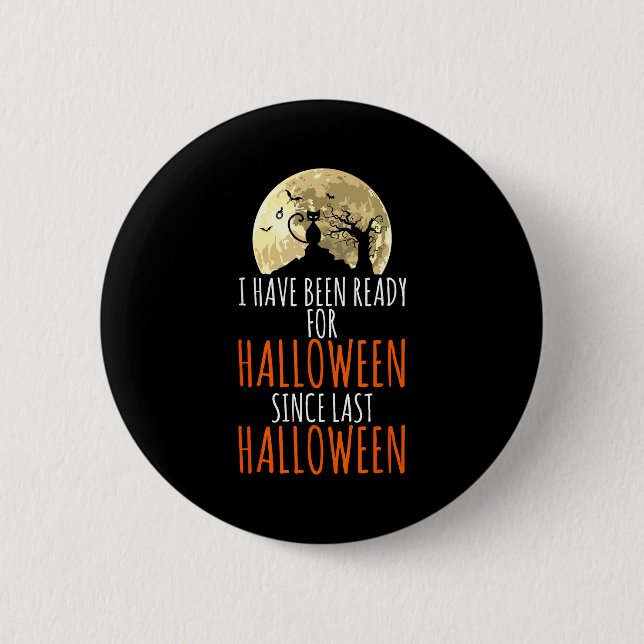 Schwarze Katze toter Baum bereit für Halloween  Button (Vorderseite)