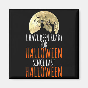 Schwarze Katze toter Baum bereit für Halloween  Magnet