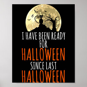 Schwarze Katze toter Baum bereit für Halloween Poster