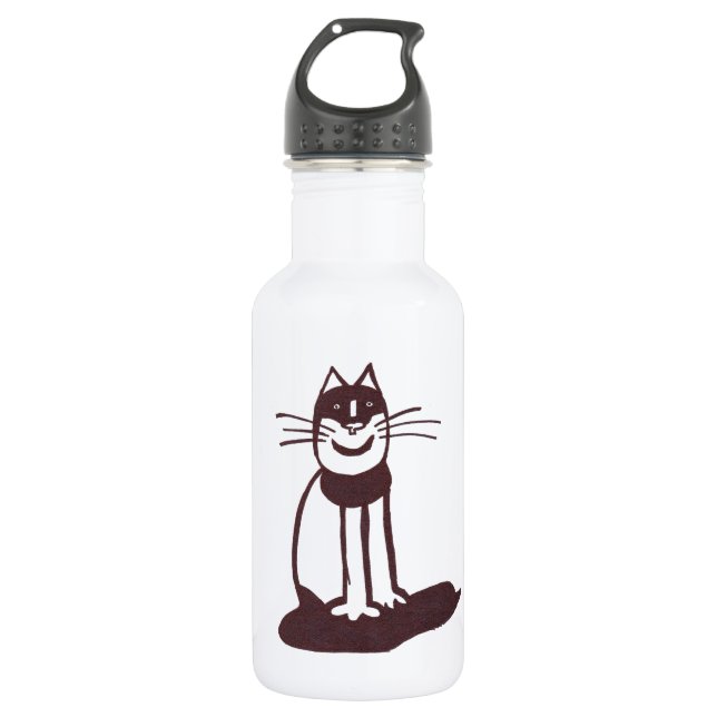 Schwarze Katze Trinkflasche (Vorderseite)