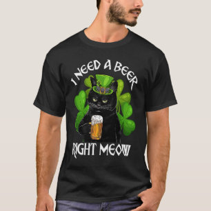 Schwarze Katze trinkt Bier St. Patricks Day für Ir T-Shirt
