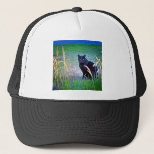Schwarze Katze Truckerkappe