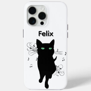 Schwarze Katze umgeben von Noten der Musik Persönl Case-Mate iPhone Hülle