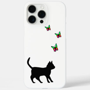 Schwarze Katze und Butterfly iPhone 16 Pro Max Hülle