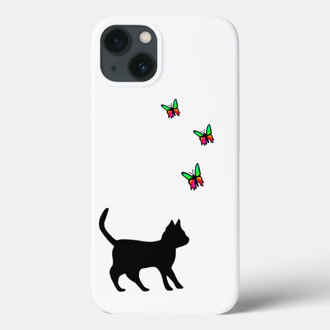 Schwarze Katze und Butterfly Case-Mate iPhone Hülle (Rückseite)